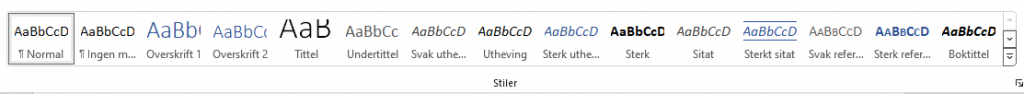 Bruk stiler i tekstbehandleren til å definere overskrifter, brødtekst og sitat.